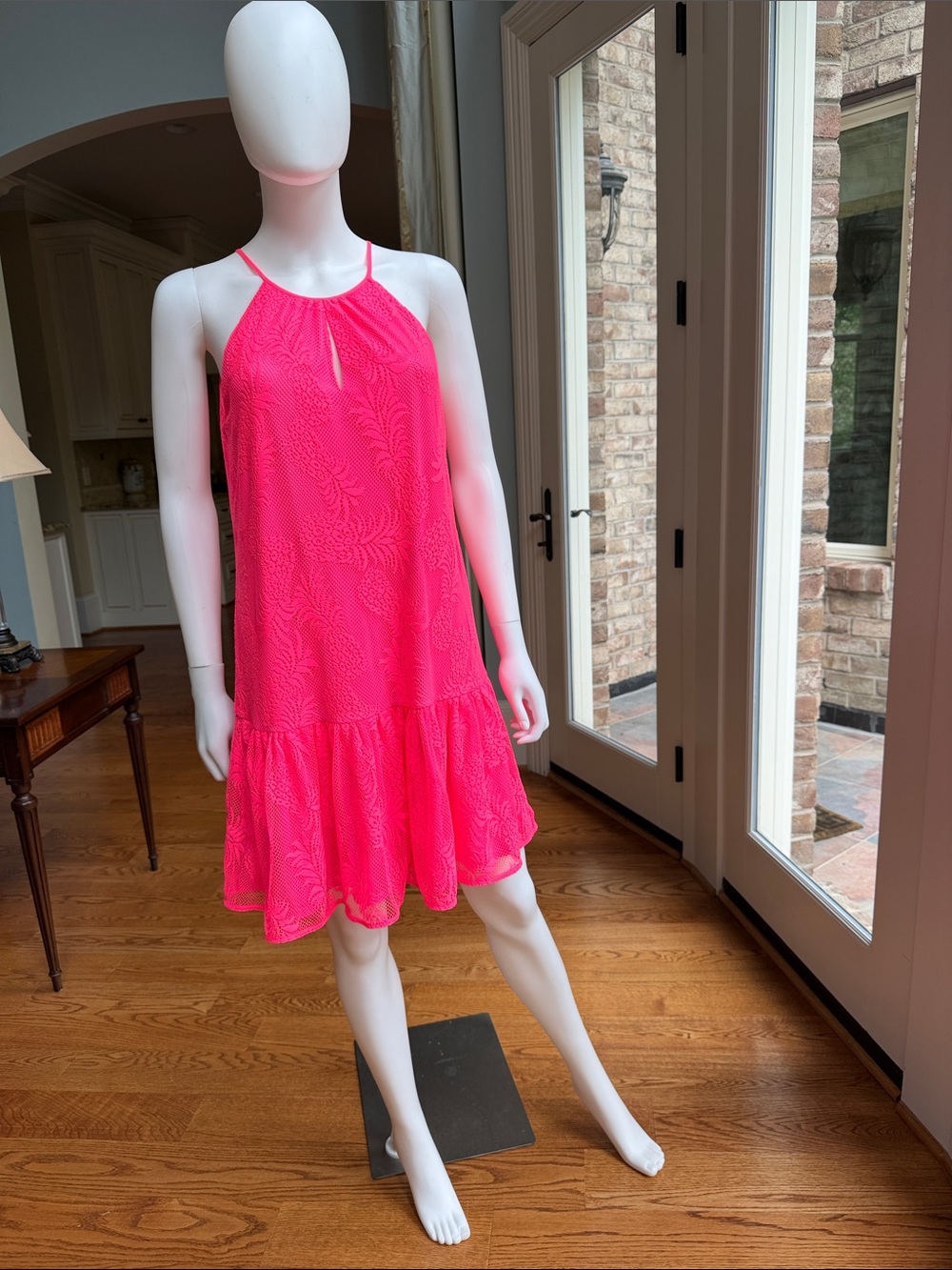 Lilly Pulitzer Isabeau Neon Pink Halter Swing Dress